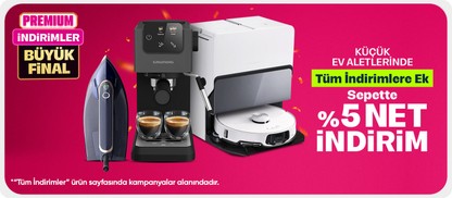 Küçük Ev Aletlerinde Sepette %5 Net İndirim