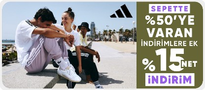 adidas ürünlerinde sepette %50'ye varana ek %15 net indirim