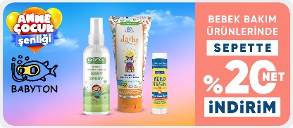 Babyton Markalı Ürünlerde Sepette net %20 İndirim