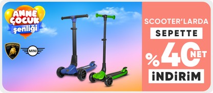 Lamborghini & Mini Cooper Markalı Scooterlarda Sepette Net %40 İndirim