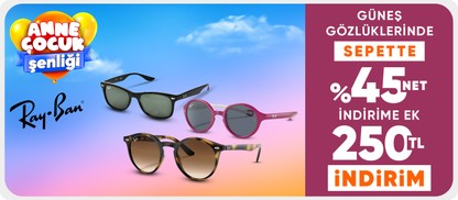 Rayban Güneş Gözlüklerinde Sepette %45 Net İndirime Ek 250 TL İndirim 