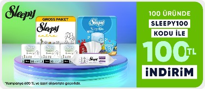 100 üründe  SLEEPY100 kodu ile   100 TL indirim