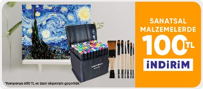 Sanatsal malzemelerde 600 TL'ye 100 TL İndirim!