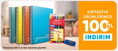 Kırtasiye Ürünlerine Özel 600 TL'ye 100 TL İndirim!
