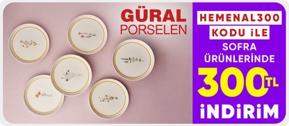 Güral Porselen Ürünlerinde Sepette %40 İndirim
