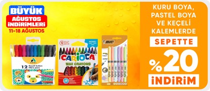Kuru Boya,Pastel Boya ve Keçeli Kalemlerde Sepette %20 İndirim