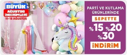 Parti ve kutlama ürünlerinde Sepette %15-%20-%30 indirim