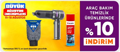 Araç Bakım Temizlik Ürünlerinde 300 TL Üzerine Sepette 10% İndirim