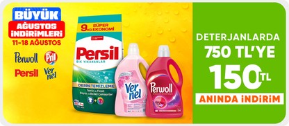 Temizlik ürünlerinde 750 TL' ye 150 TL anında indirim