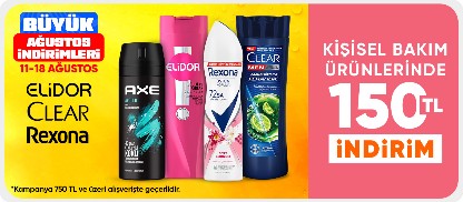 Elidor, Clear, Rexona kişisel bakım Ürünlerinde 750 TL'ye 150 TL İndirim