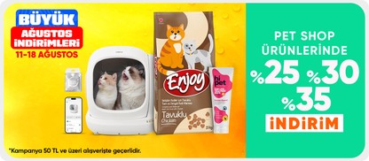 Pet shop ürünlerinde  %25 %30 %35 indirim