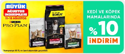 Kedi ve köpek mamalarında  %10 indirim