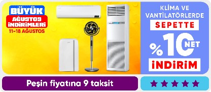 Klima ve vantilatörlerde Sepette %10 Net İndirim!