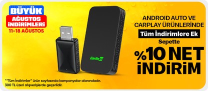 Android Auto ve Carplay Ürünlerinde 300 TL Üzerine %10 indirim