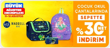 Çocuk okul çantalarında sepette %30 net indirim