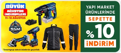 Yapı market ürünlerinde sepette %10 indirim