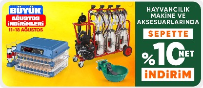 Hayvancılık makine ve aksesuarlarında sepette %10 net indirim