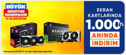 Ekran Kartlarında 20000 TL'ye 1000 TL Kupon Fırsatı