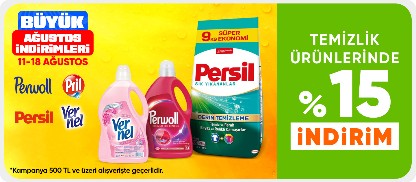 Temizlik ürünlerinde %15 indirim