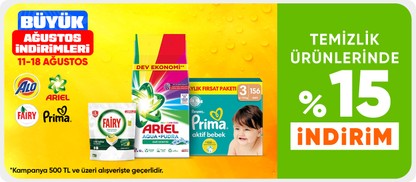 Temizlik ürünlerinde %15 indirim