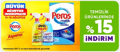 Temizlik ürünlerinde %15 indirim