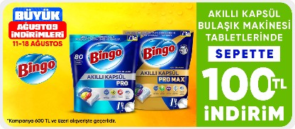 Akıllı kapsül bulaşık makinesi tabletlerinde   sepette 100 TL indirim