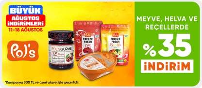 Meyve, helva ve reçellerde %35 indirim