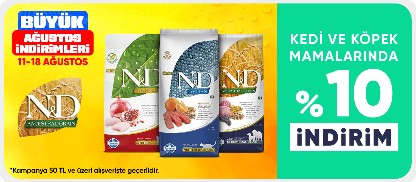 Kedi ve köpek mamalarında %10 indirim