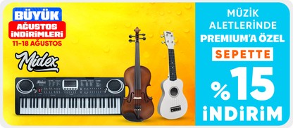 Müzik aletlerinde Premium’a özel sepette %15 indirim