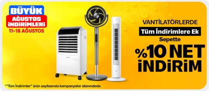 Tüm İndirimlere Ek Vantilatörlerde Sepette %10 Net İndirim!