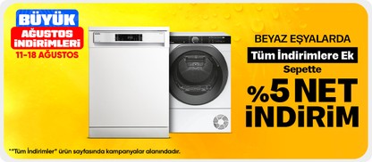 Tüm İndirimlere Ek Beyaz Eşyalarda Sepette %5 Net İndirim!