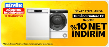 Tüm İndirimlere Ek Beyaz Eşyalarda Sepette %10 Net İndirim!