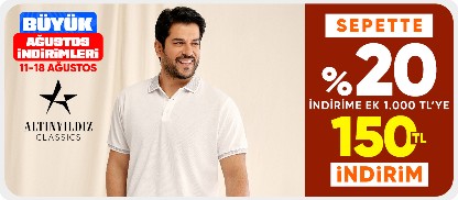 Sepette %20 indirime ek  1.000 TL'ye 150 TL indirim