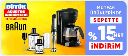 Seçili Braun Markalı Mutfak Ürünlerinde %15 Sepet İndirimi