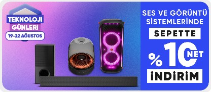 Ses ve Görüntü Sistemlerinde Sepette %10 Net İndirim!