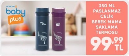 Baby Plus Paslanmaz Çelik Bebek Mama Saklama Termosu 350 ml 99.99 TL