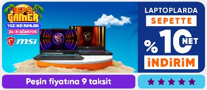 MSI Laptoplarda Sepette %10 Net İndirim