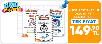 Kişiselleştirilebilir okul etiketi çeşitlerinde tek fiyat 149,90 TL