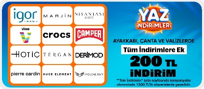 Ayakkabı & Çanta & Valiz Festivalinde Tüm İndirimlere Ek sepette 1.500 TL'ye 200 TL indirim
