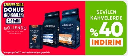 Sevilen kahvelerde  %40 indirim*