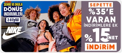 Nike Sepette %35'e varan indirime ek sepette  %15 net indirim 