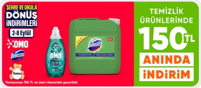 Temizlik ürünlerinde 150 TL anında indirim