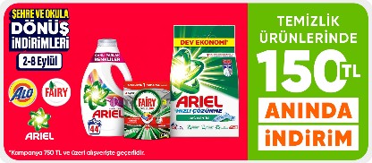 Temizlik ürünlerinde 150 TL anında indirim