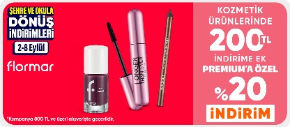 Kozmetik ürünlerinde 200 TL indirime ek Premium’a özel %20 indirim