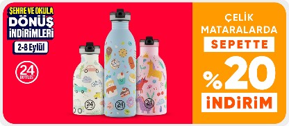 24 Bottles Çelik Mataralarda Sepette %20 İndirim