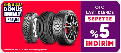 Oto Lastiklerde 300 TL Üzeri Sepette %5