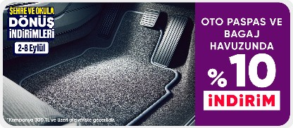 Oto Paspas ve Bagaj Havuzunda 300 TL Üzerine %10 İndirim!
