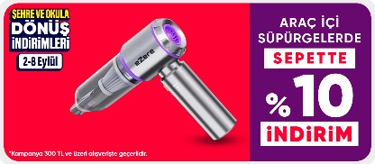 Araç İçi Süpürgelerde 300 TL Üzeri Sepette %10