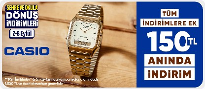 Casio Tüm indirimlere ek 1.500 TL'ye 150 TL kupon
