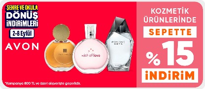 Kozmetik ürünlerinde sepette %15 indirim
